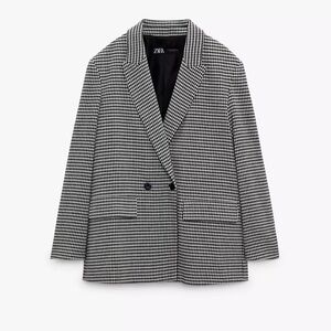 Brand New Zara Houndstooth Blazer in Black and White